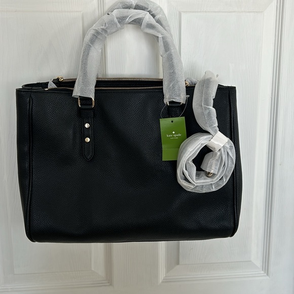 NWT Kate Spade Leighann mulberry street black leather satchel - Picture 3 of 6